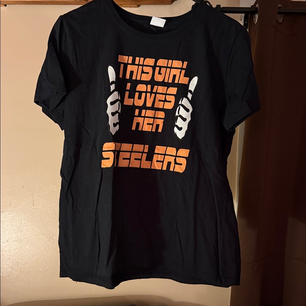 Black Steelers Graphic T-Shirt for Eomen